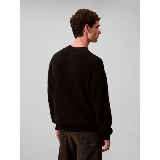 Calvin Klein Ανδρική πλεκτή μπλούζα Waffle Cotton Monogram Jumper